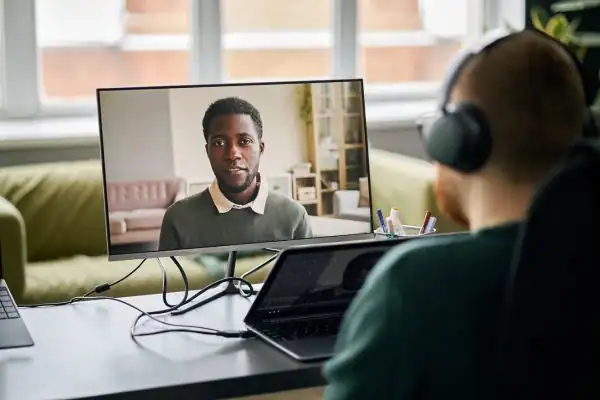 Man attending online mediation Goole MIAMS session